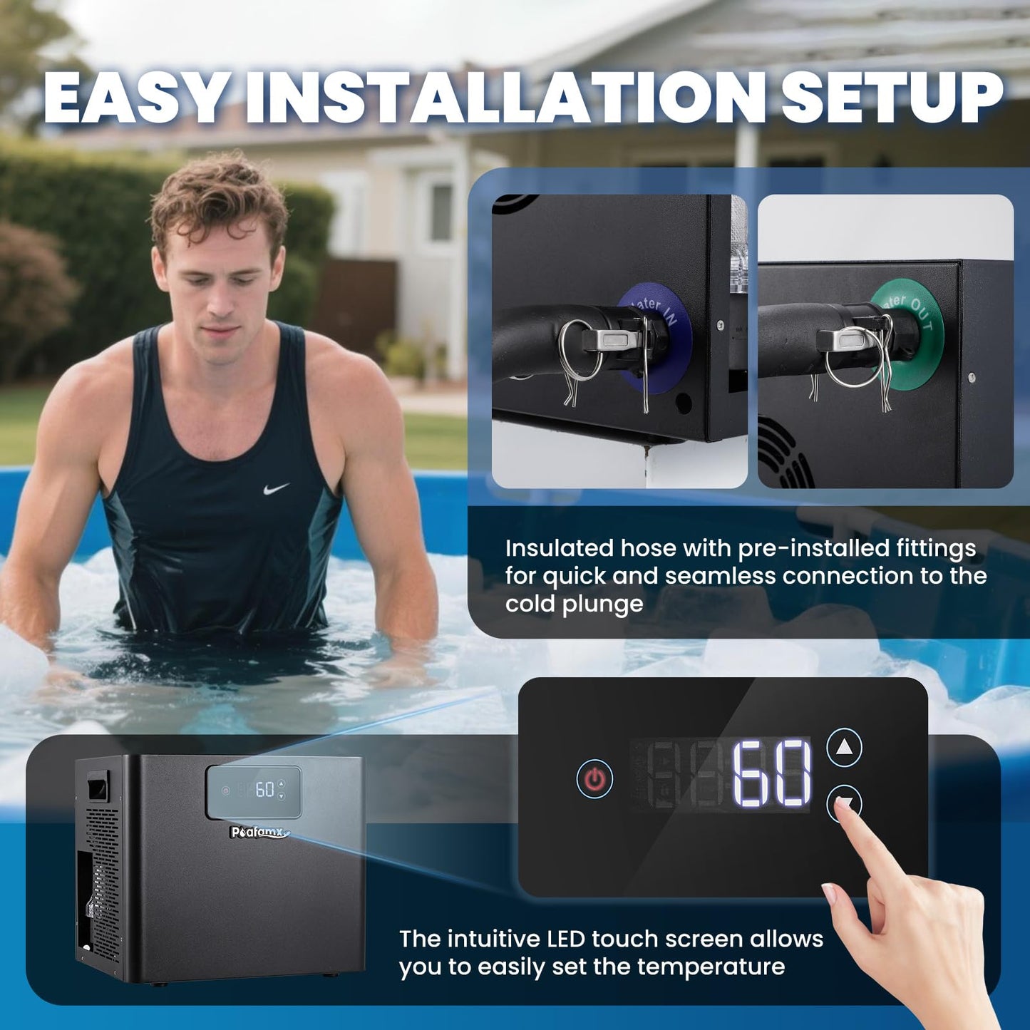 Water Chiller 1/3HP & 206Gal Ice Bath Tub for Recovery Cold Water Therapy Outdoor Indoor Use