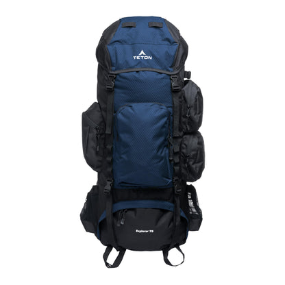 Teton 75L Explorer Internal Frame Backpack for Hiking, Camping, Backpacking, Rain Cover Included, Ocean