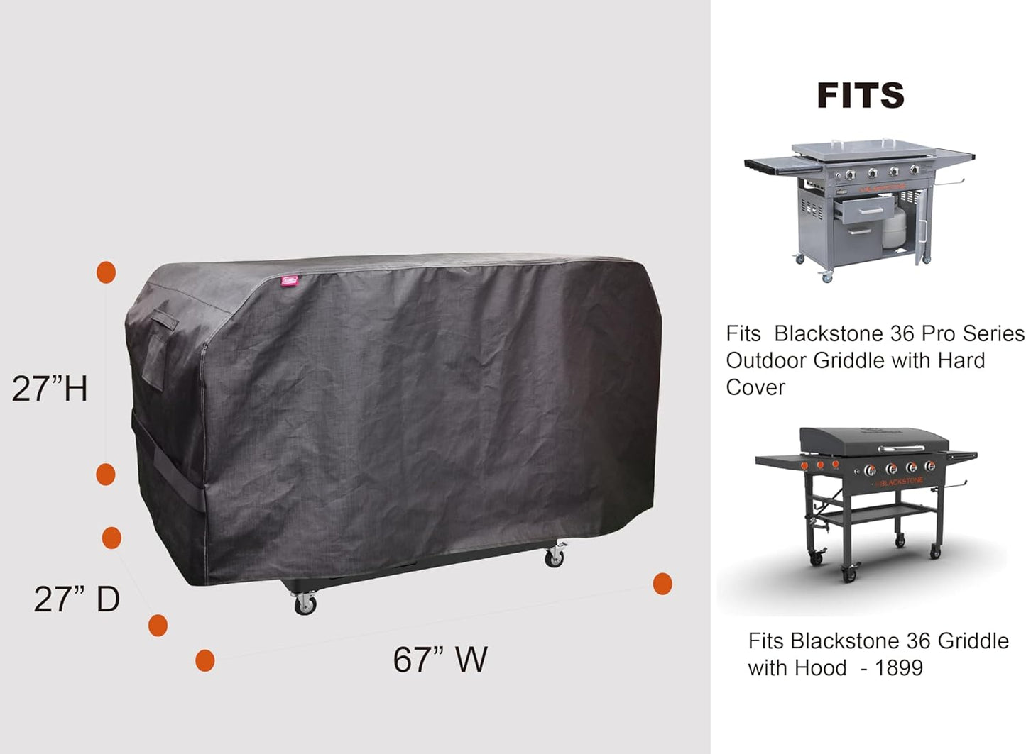 RPET Fabric Griddle Cover - Durable Black Protection for 36" Griddles Like Blackstone 1528