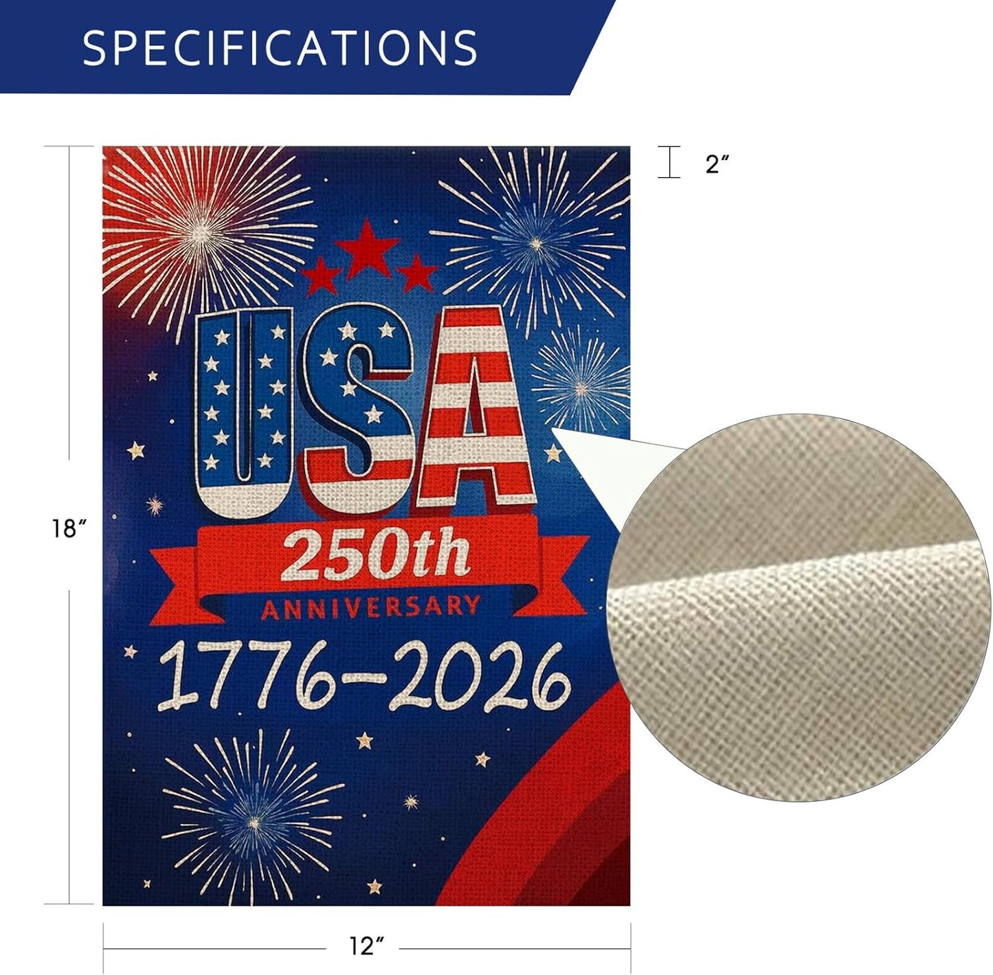 250th Anniversary USA Garden Flag - Double-Sided Waterproof Design | 12x18 Inch Patriotic Decor