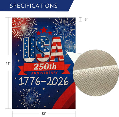 250th Anniversary USA Garden Flag - Double-Sided Waterproof Design | 12x18 Inch Patriotic Decor