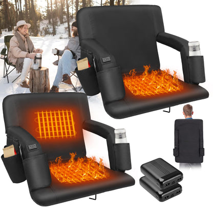 Heated Bleacher Seat with Backrest Heated Stadium Seats for Bleachers with Battery Heated Stadium Seats with Back Support 6 Reclinng Positions and 3 Levels of Heat Heated Stadium Chair (2, 25")