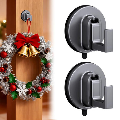 2PCS Suction Cup Hooks, Suction Cup Hooks for Shower, No Drill SuctionCup Hook for Bathroom Hanging Towels Holder, Hook for Christmas Wreath Decor Thanksgiving, Reusable Strong & Reliable