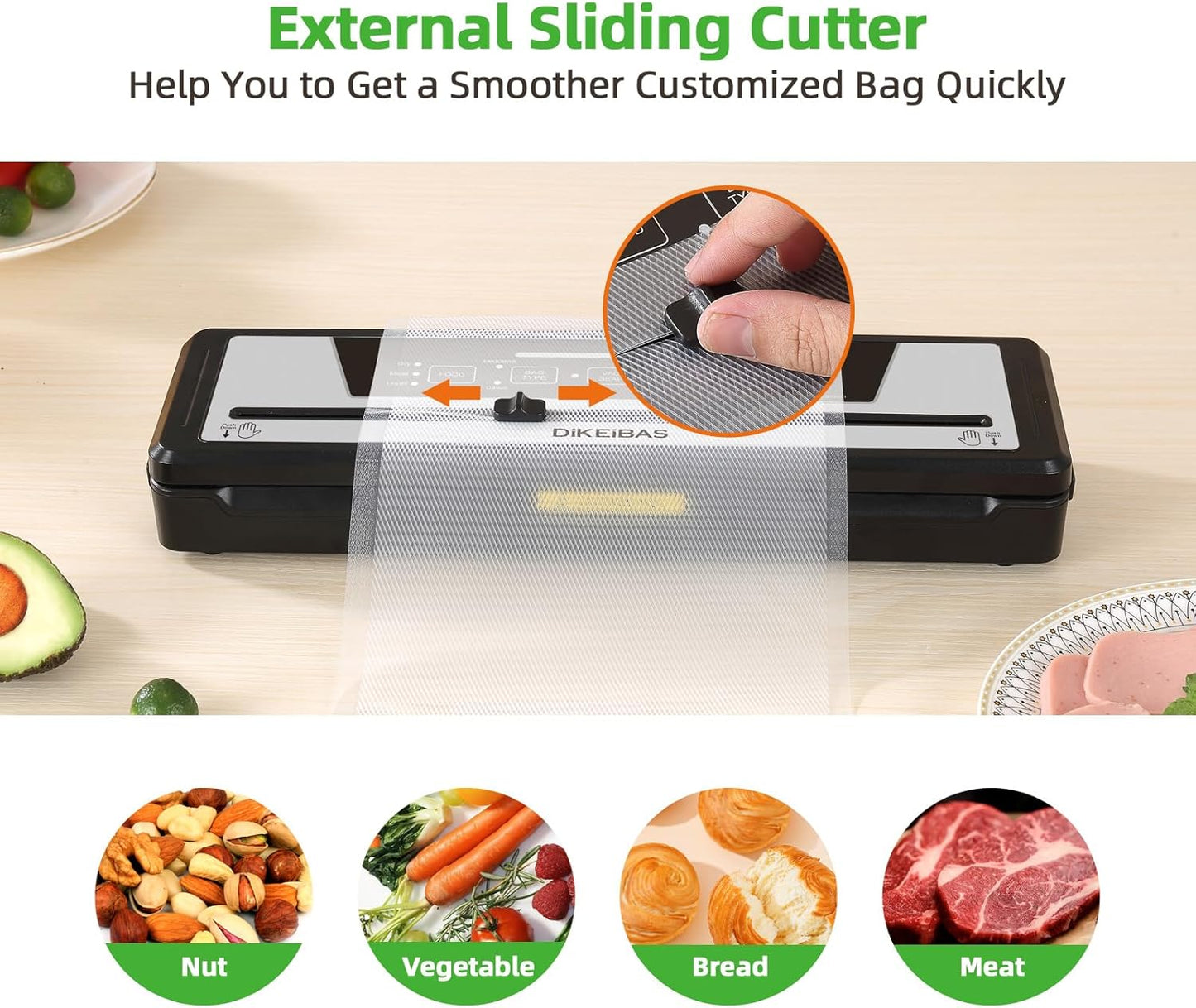 Vacuum Sealer Machine - Powerful 85kPa Suction | Compact One-Touch Automatic Food Sealer with Bags & Cutter