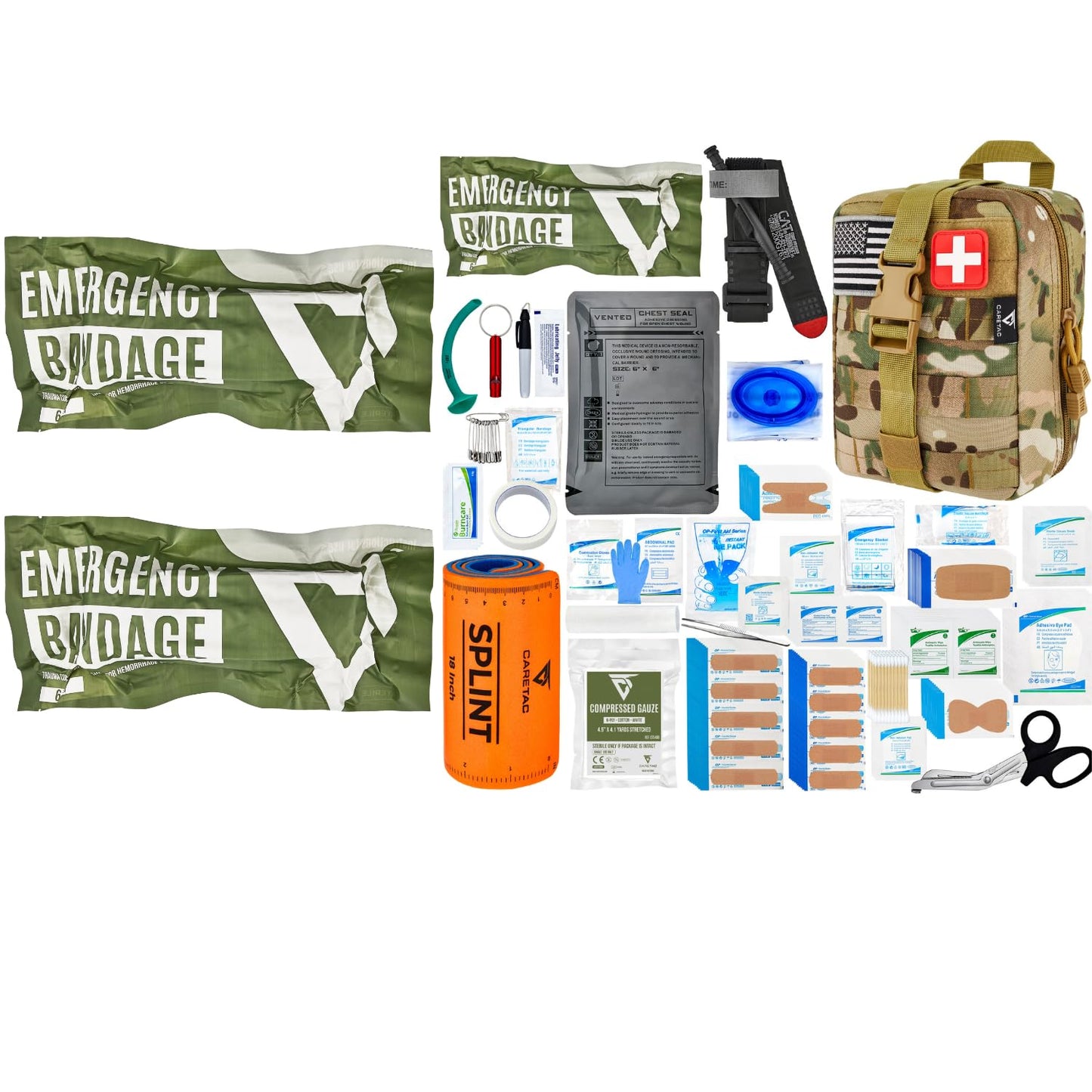 CareTac IFAK First Aid Kit with 2 Additional Emergency Israeli Bandages