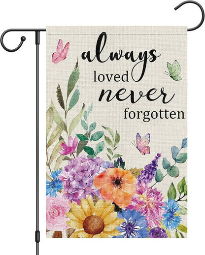 Heyfibro Memorial Garden Flag - Double-Sided Burlap Butterfly Design | 12x18 Inch Sympathy Decor