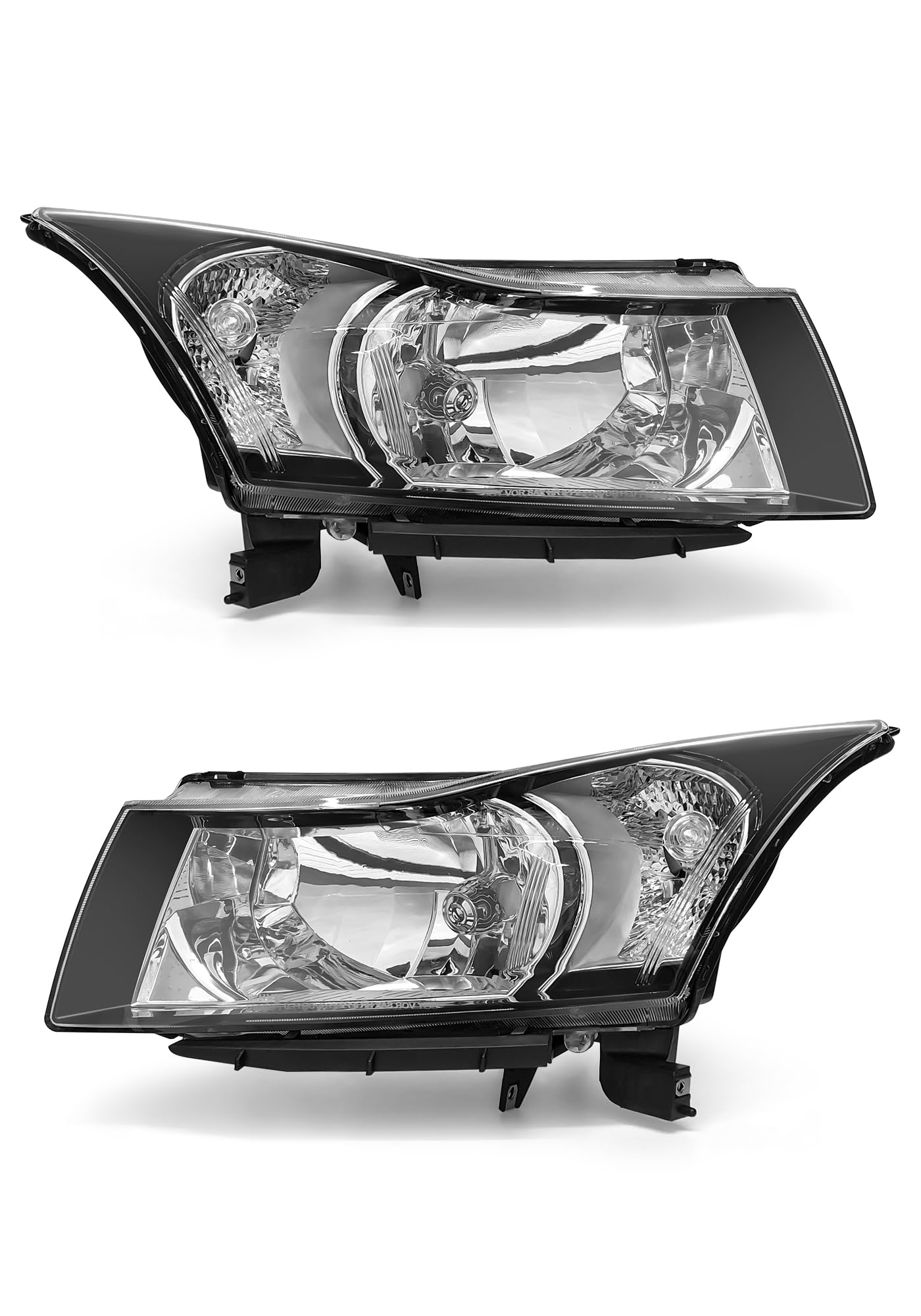 AXLAHA Headlight Assembly for 2011-2015 Chevy Cruze LS/LT/LTZ | 2016 Chevy Cruze Limited Black Housing Clear Reflector Headlamp Replacement Pair