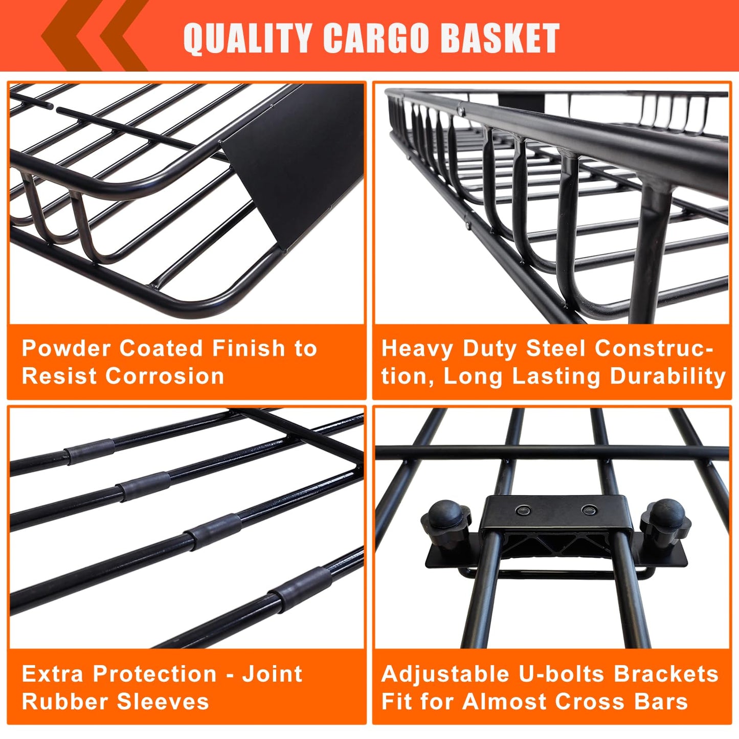 Roof Rack Carrier Carrier Basket 65"*39"*6"+Waterproof Bag 20 Cubic Feet(51"*40"*17"),and Cargo Net with Attachment Hooks,Ratchet Straps.200 Lbs Capacity,Universal Rooftop Large Size Roof Rack Update
