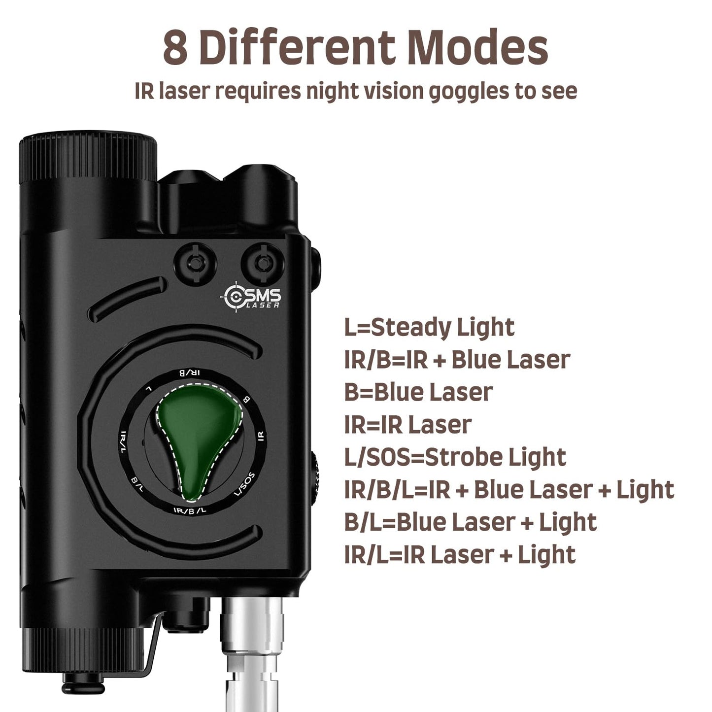 SMSlaser Upgraded Blue Laser Sight + Infrared(IR) Laser Beam + 1200 Lumens Tactical Flashlight with Rechargeable Battery, Including Battery Charger and Remote Control Switch, Fit for AEG GBB CQB 21MM