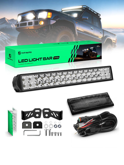YHTAUTO 22 Inch LED Light Bars & Light Cover 160W 16000LM 5700K Combo Beam Off Road Camper Driving Work Light for 4x4 Pickup Truck ATV UTV Dirt Bike Motorcycle Boat Trailer IP67 Waterproof Lamp