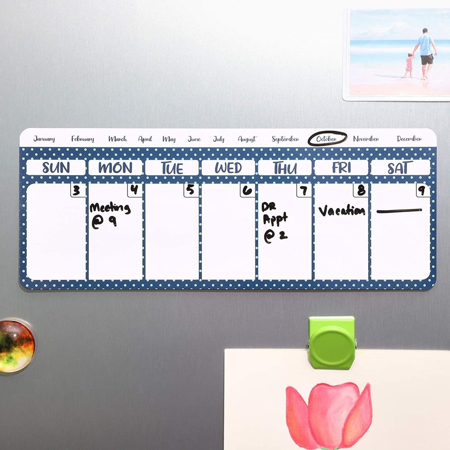 Juvale Magnetic Fridge Calendar, Dry Erase (11 x 4.2 Inch, 4 Pack) - Magnetic Calendar for Refrigerator