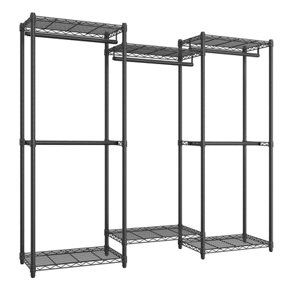 SONGMICS Heavy-Duty Clothes Rack, Garment Rack, Portable Closet, 68.7-Inch Wide Clothing Rack with Adjustable Mesh Shelves and Hanging Rails, Ink Black ULGR433B01
