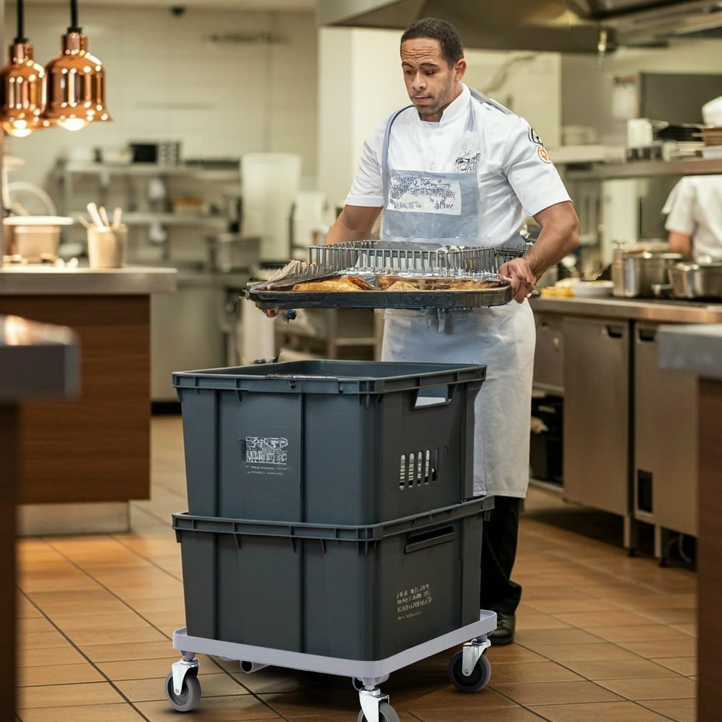Aurelema 21 x 21 x 3 Inches Dolly for Dish and Glass Rack with 4 Wheels Dolly Dishwashing Rack Cart 250 Lbs Load Capacity for Kitchen Dining Room Floor Storage Room Restaurants,Gray (2 Pcs)