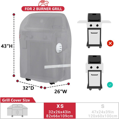 Turtle Life BBQ Grill Cover - Heavy Duty Waterproof 32 Inch for Weber Spirit & Char-Broil | Gray