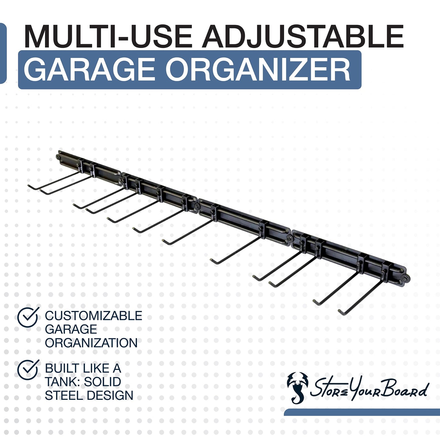 StoreYourBoard Garage Tool Organizer Wall Mount – Heavy Duty Garage Wall Organizer for Garage Organization and Storage, Broom Holder Wall Mount for Gardening Tools & Yard Tools – 64" Holds 600 lbs