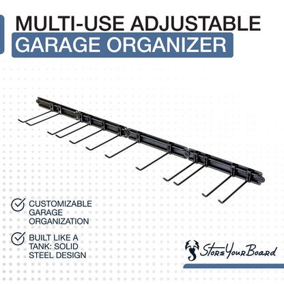 StoreYourBoard Garage Tool Organizer Wall Mount – Heavy Duty Garage Wall Organizer for Garage Organization and Storage, Broom Holder Wall Mount for Gardening Tools & Yard Tools – 64" Holds 600 lbs