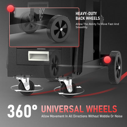 YESWELDER 2-Tier Welding Cart with 4 Drawers, Heavy Duty Large Storage Welding Trolley with 360° Rolling & Safety Chains for MIG TIG Welder and Plasma Cutter