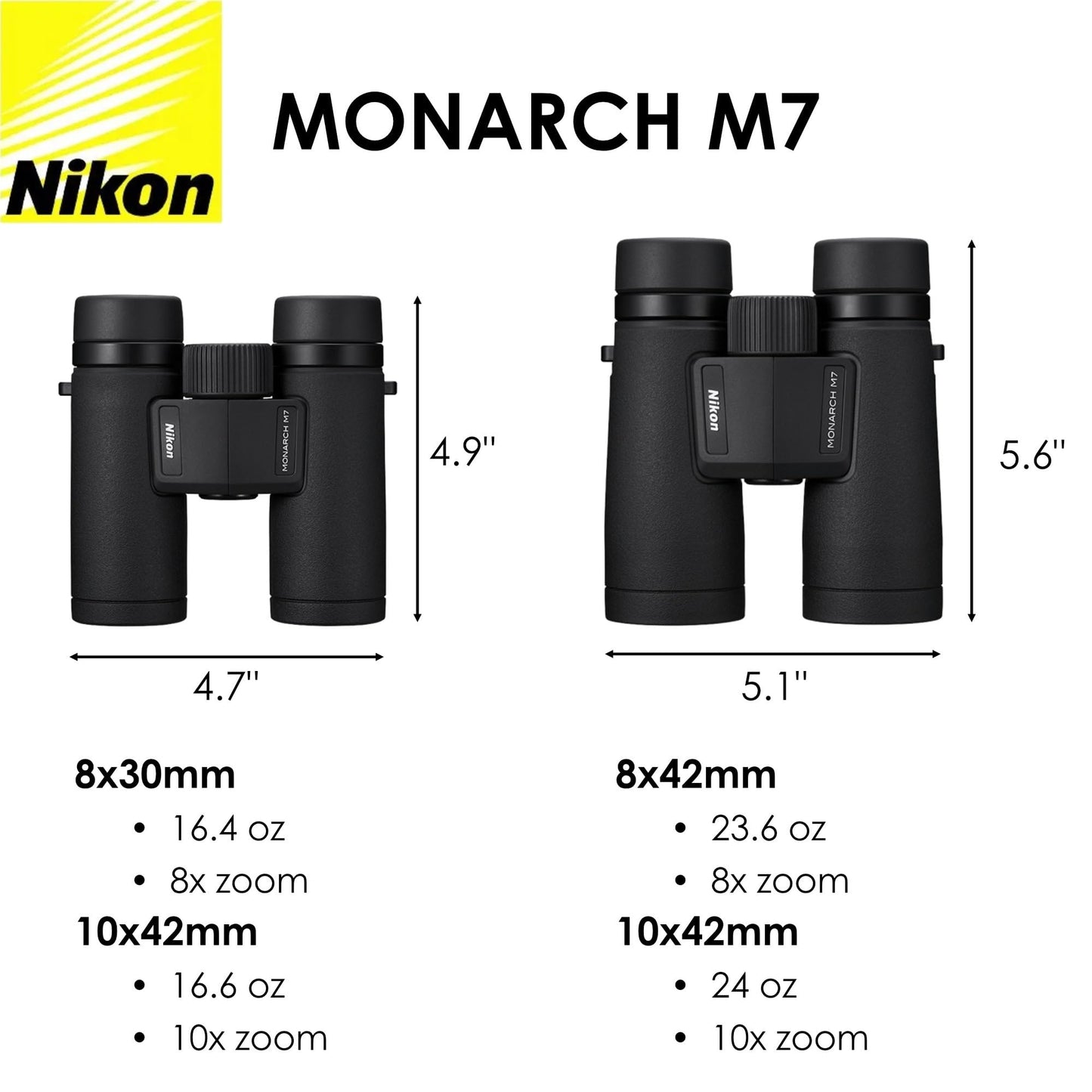 Nikon Monarch M7 8x30 (16763) Black Binoculars Bundle with Lens Pen and Cleaning Cloth, Compact Binoculars for Adults for Hunting, Bird Watching, and Hiking Essentials, Zoom Lightweight Travel