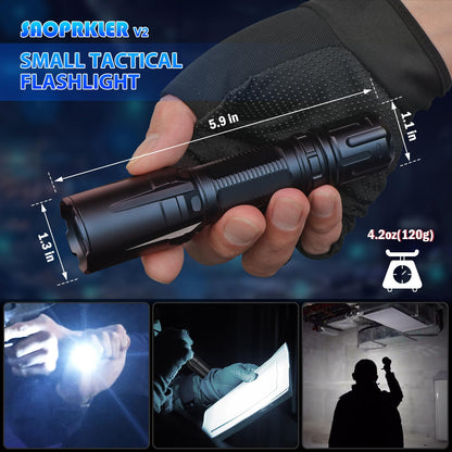 SAOPRKLER V2 Police Tactical Flashlight-2350 High Lumen Duty Belt Flashlight for Law Enforcement,Flashlight with Holster(750 Yards/2H) Military Grade Super Bright Flashlights