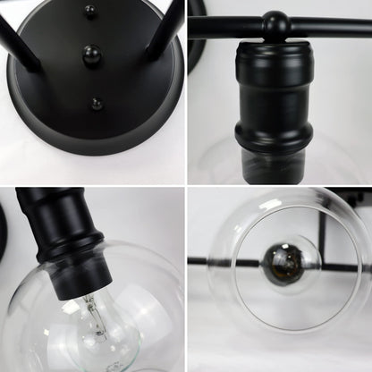 Chloe Lighting OXA 4-Light Vanity Bath Light, 30in Wide, Black, Glass, Model CH6S001BK30-BL4