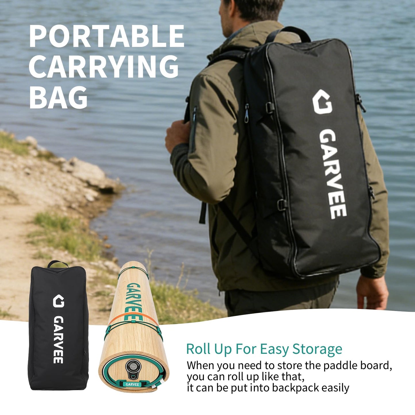 Garvee Inflatable Stand Up Paddle Board, 11' Paddle Boards with Premium SUP Accessories, Non-Slip Deck SUP Paddle Board, Stable Wide Paddleboard for Adults & Youth of All Skill Levels