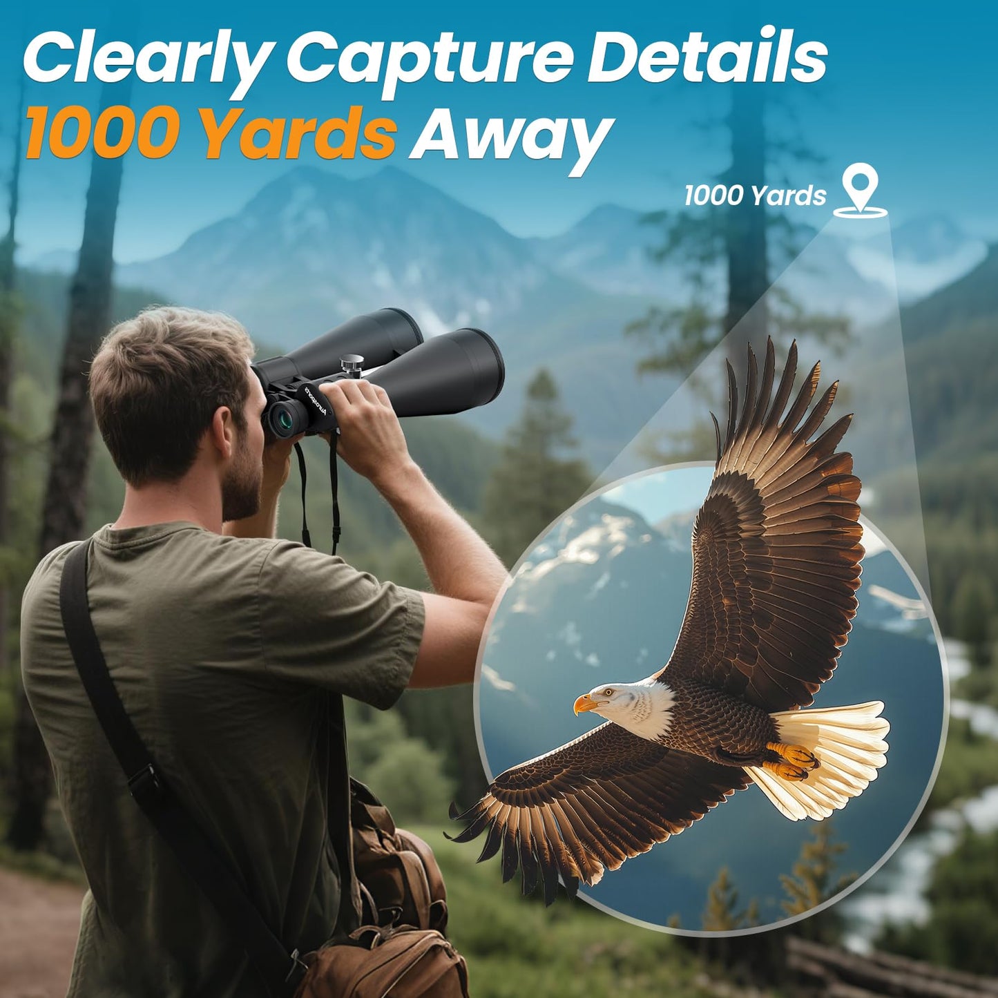 20x80 Binoculars for Adults High Powered - Aurosports 80mm Large Aperture Binocular with Clear Low Light Vision - Long Range Binoculars for Bird Watching Stargazing Hunting Outdoor