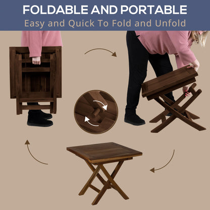 RRI Goods Teak Wood Folding Square Side Table, Teak Oil Finish for Camping & Outdoor Entertaining, Ideal End Table for Patio, Porch, Balcony (20" D x 20" W x 18" H)