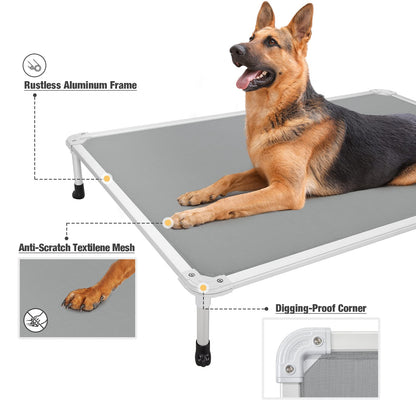 Veehoo Chew Proof Elevated Dog Bed - Cooling Raised Pet Cot - Silver Aluminum Frame and Durable Textilene Mesh Fabric, Unique Designed No-Slip Feet for Indoor or Outdoor Use, Grey, XX-Large, CWC2003