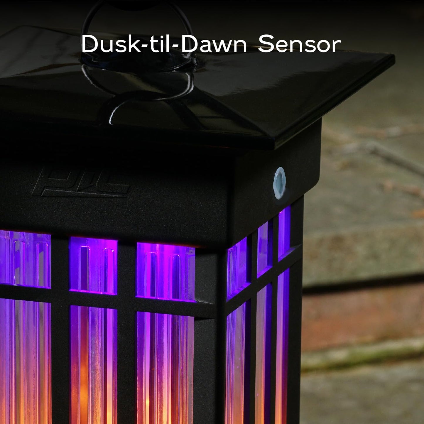 PIC Decorative Flame Effect Bug Zapper Lantern, Flying Insect Trap, 2 Acre Coverage, Outdoor Bug Zapper, Dusk-Til-Dawn Sensor, UV Light, Weatherproof