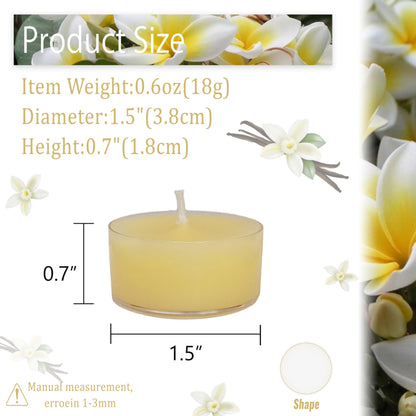 Beige Tea Lights Set of 24, Vanilla Scented Tealight Candles, Handmade Tea Candles, Long Burning Tealights for Romantic Wedding Home Decor Gift
