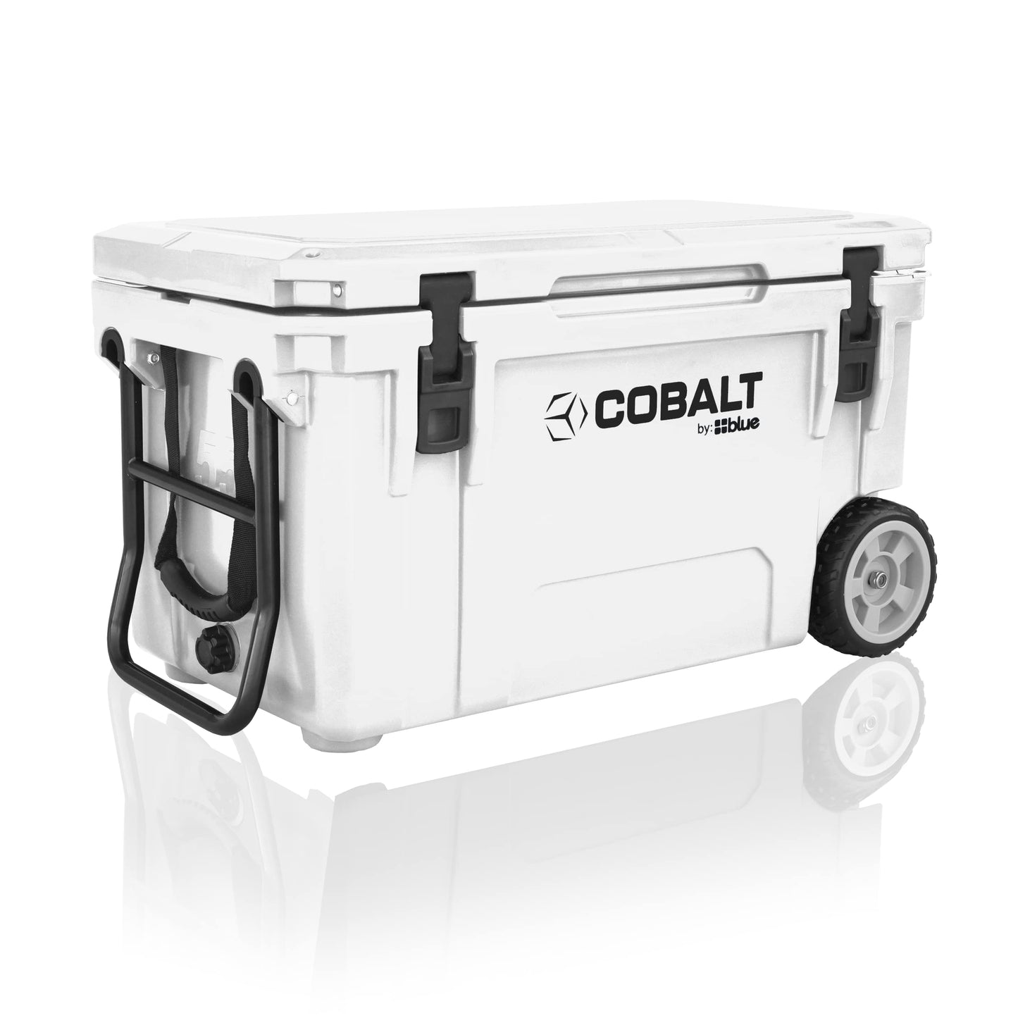 Cobalt 55 Quart Roto-Molded Super Ice Cooler | Large Ice Chest - Long Term Ice Retention | (White (Wheeled))