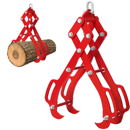 GarveeHome 36 in Logging Tongs with 4 Claws, Log Grapple Hook for Timber and Firewood, 360 Degree Swivel, Heavy Steel Log Grabber for Tractor, Skidder, Material Handling, 3000 LB Capacity, Red