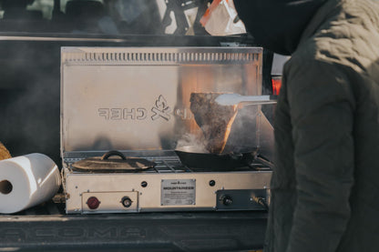 Camp Chef Mountaineer 2-Burner Camp Stove - Portable Aluminum Cooktop with 40,000 Total BTUs of Power, Wind Screen & Matchless Ignition