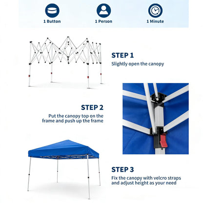 10x20 Pop Up Canopy Tent – Heavy Duty Commercial Instant Shelter, One-Person Quick Setup, Water-Resistant & Portable, Outdoor Commercial Sun Shelter Tent for Camping, Travel, Picnic Blue