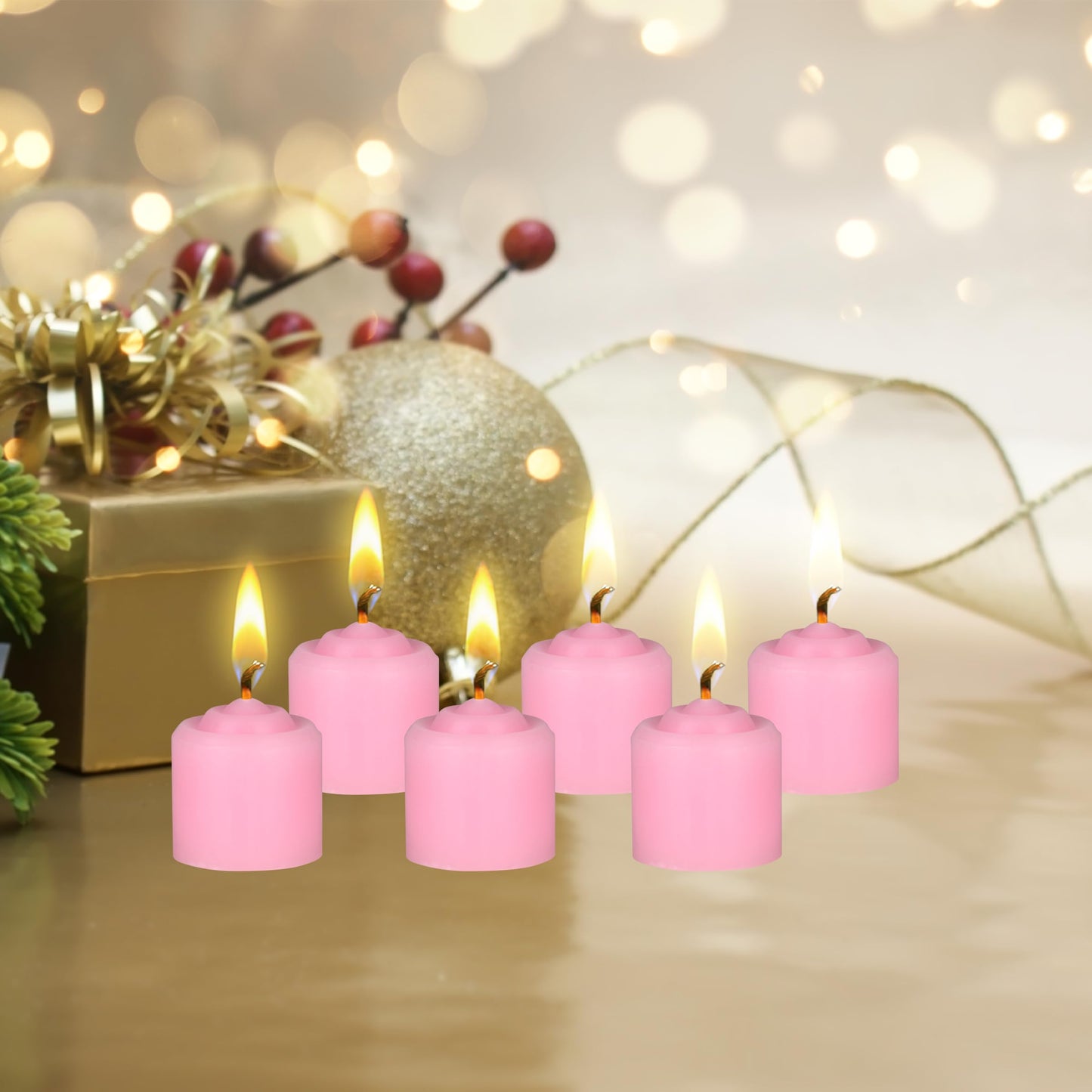 Mega Candles 12 pcs Unscented Pink Votive Candles, Hand Poured Wax Candle 10 Hours 1.38 Inch x 1.5 Inch, Home Décor, Wedding Receptions, Centerpieces, Occasions, Events, Festivities, Meditations
