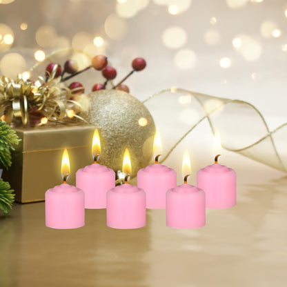 Mega Candles 12 pcs Unscented Pink Votive Candles, Hand Poured Wax Candle 10 Hours 1.38 Inch x 1.5 Inch, Home Décor, Wedding Receptions, Centerpieces, Occasions, Events, Festivities, Meditations