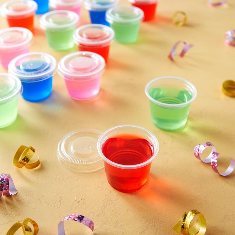 Juvale Disposable Cups with Lids - 1 oz Plastic, Clear, 500 Pack - Condiment Cups & Sauce Containers & Sample Containers