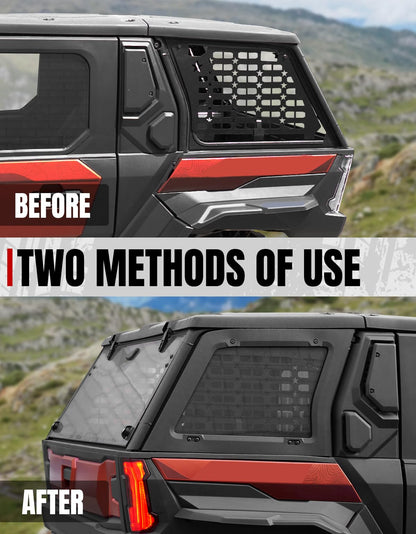 A & UTV PRO Rear Window Molle Panels for Polaris Xpedition ADV/ADV 5 2024+, Aluminum Back Window Protection Compatible with Xpedition Ultimate/NorthStar/Premium Expedition Accessories (One Pair)