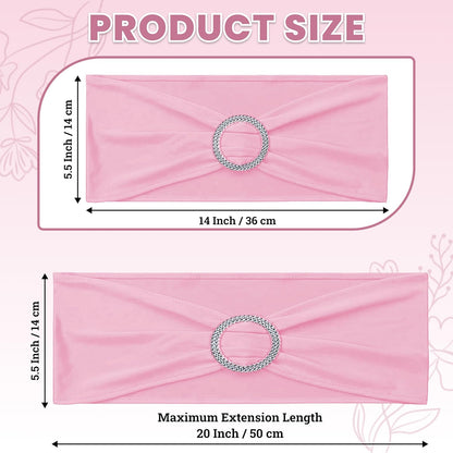 MDS Premium Spandex Chair Sashes - Stretchy Bow Covers with Buckle Slider | Pack of 10 - Pink