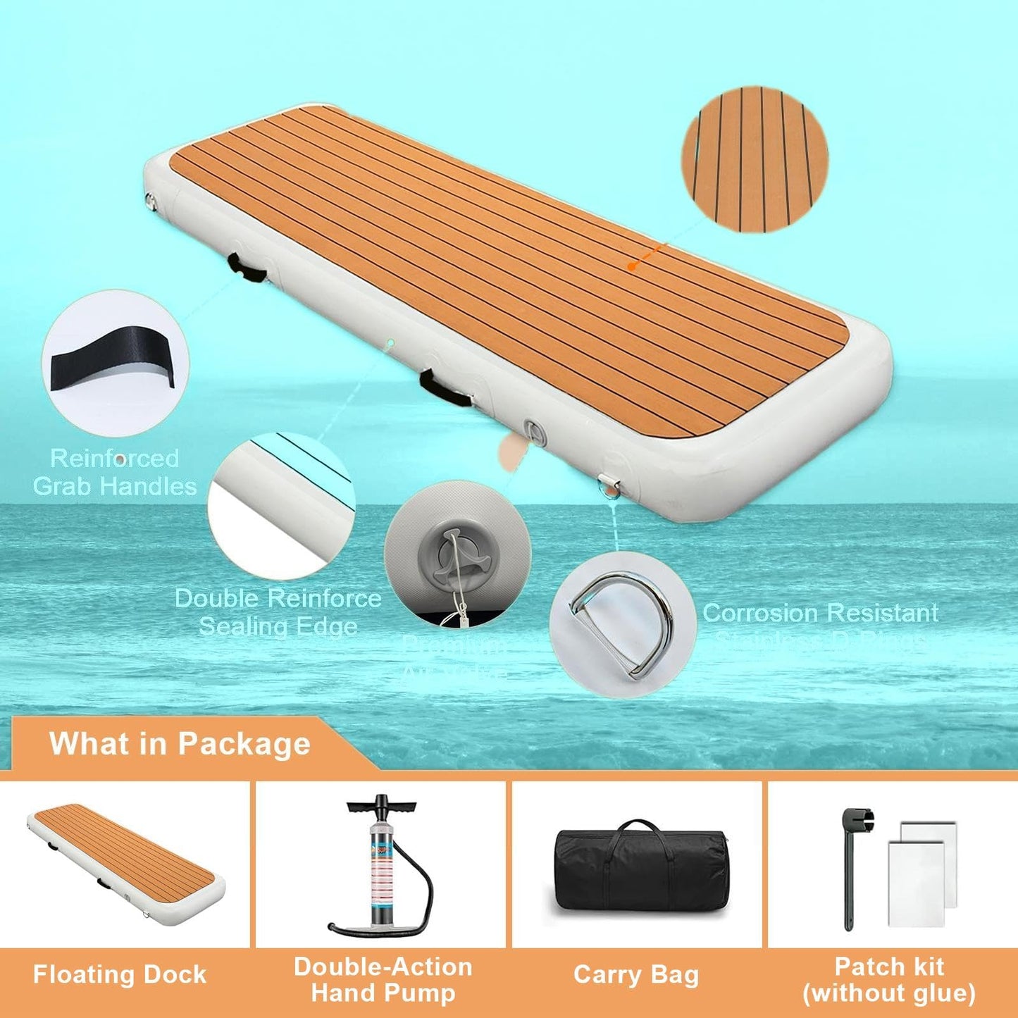 AIRMAT FACTORY Inflatable Gangway for Boats and Yachts, Durable, Quick - Inflating, Non-Slip Surface, Portable Inflatable Floating Dock Ramp, Easy Setup for Marine Use
