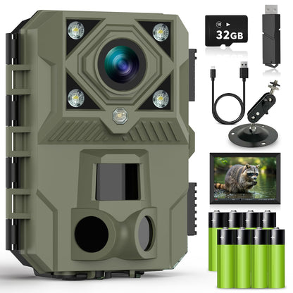 WOSPORTS Night Full Color Trail Camera,5K 60MP 0.1s Trigger Game Camera with Clear 100ft,Dual Mode(Low-Glow IR & White Light),IP66 Trail Cam for Wildlife Monitoring & Security, H.264 MP4 Video