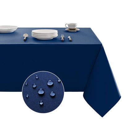 Veblandy Table Cloth Rectangle Waterproof Spill-Proof Wrinkle-Free Tablecloth Washable, Kitchen Dining Tabletop Decoration, Fabric Table Cover for Indoor and Outdoor Use, 52 x 70 Inch, Navy Blue