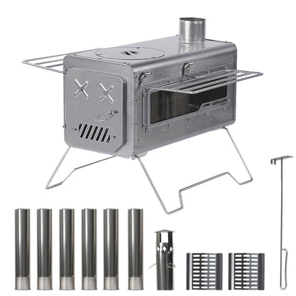 Soomloom Firewood Stove PROTO Dual-purpose Camping Pellets Combi Stove Stainless Steel Compact Tent Cooking Barbecue BBQ Campfire Chimney Portable Camp Outdoor Heating Hybrid Stove