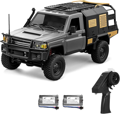 RC Crawler 1/12 Remote Control Car MN-82S 4WD RC Pickup Truck 2.4GHz All Terrain Off Road RTR Climbing Car with LED Lights and 2 Batteries for Adults (Silver)