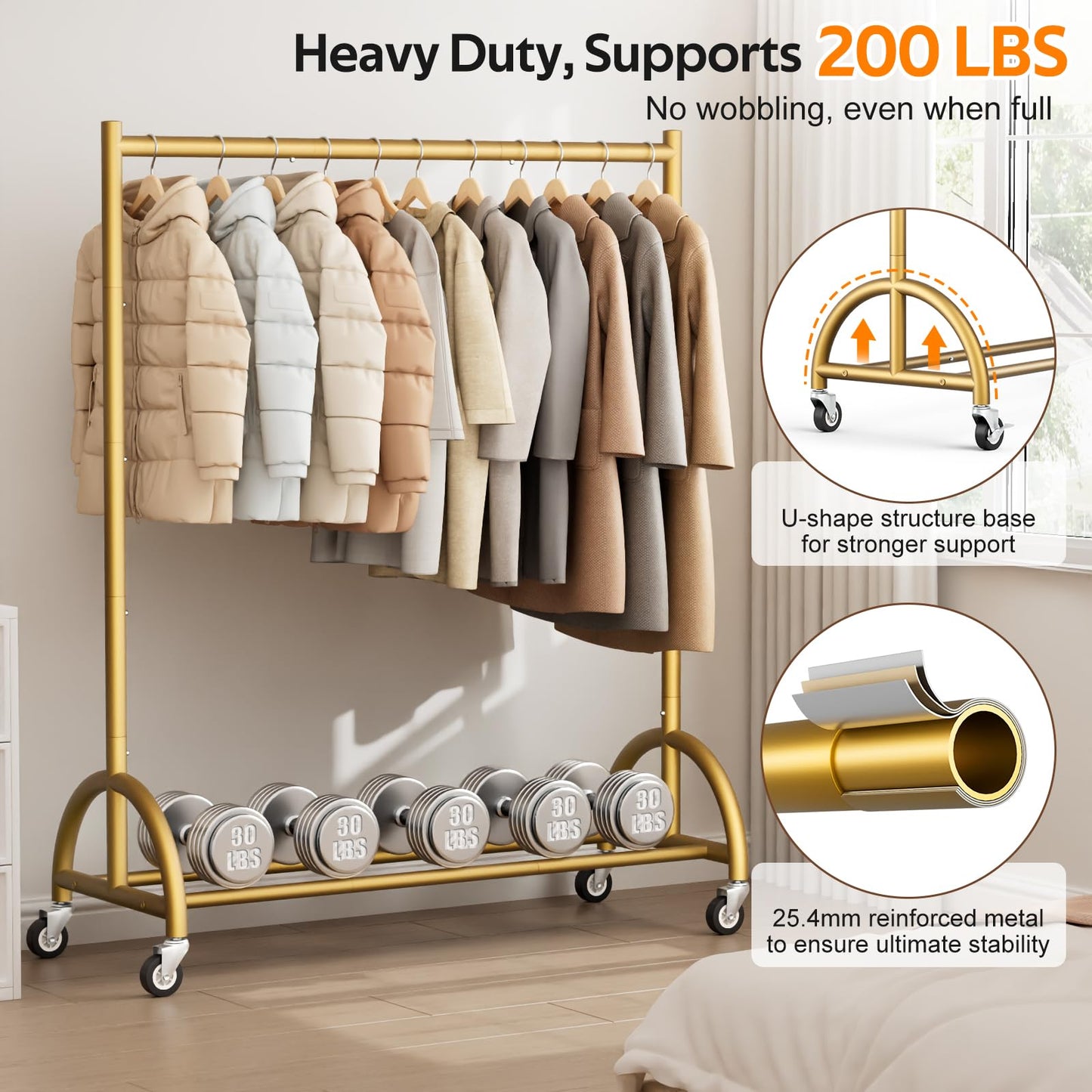 MISSLO Heavy Duty Clothes Rack and Heavy Duty Clothing Rack with Wheels