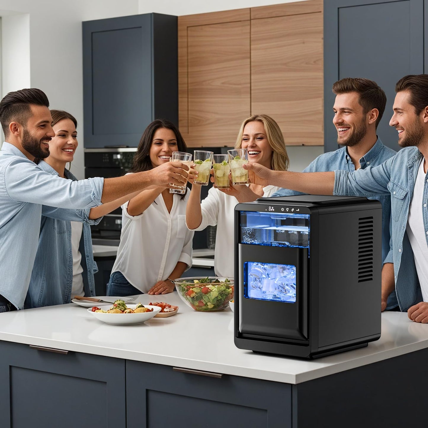 Antarctic Star Crescent Ice Maker, Slow-Melting Countertop Ice Maker, 27 Lbs/24H, 16Pcs in 15Mins, Self-Cleaning,24-Hour Timer, for Home/Kitchen/Office/Party