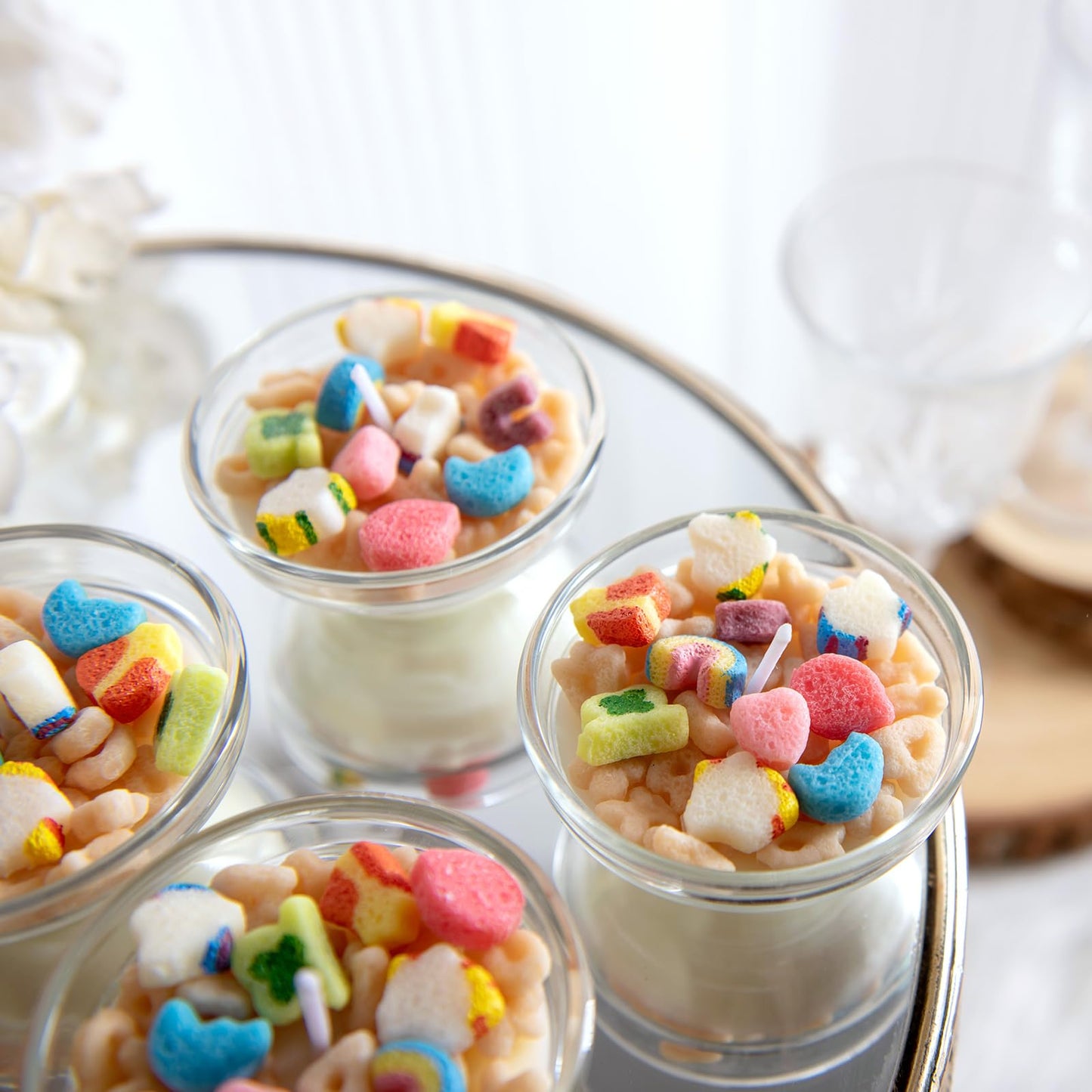 Mini Funny French Vanilla Cereal Bowl Scented Vegetable Wax Candles for Wedding Favor (6pcs/Pack)