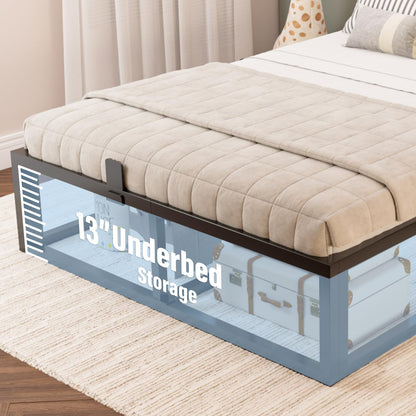 Bilily 14 Inch Full Bed Frame with Sturdy Steel Slat Support,Heavy Duty Metal Platform Full Size Mattress Foundation,No Box Spring Needed,Easy Assembly,Noise Free,Black