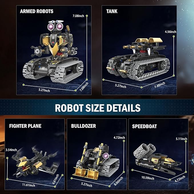 Robot Building Kit with Remote Control STEM Gifts for Kids Age 8-12 Science Robot Kit Coding Robotics Technic Toy for Boys Girls Birthday Gifts 5-in-1 Models with 323 Pieces