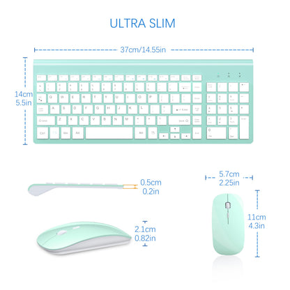 Wireless Keyboard and Mouse Ultra Slim Combo, TopMate 2.4G Silent Compact USB 2400DPI Mouse and Scissor Switch Keyboard Set with Cover, Batteries Included, for PC/Laptop/Windows/Mac - Gray Black